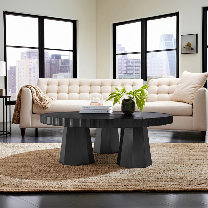 Luzia Metallic Marble and Wood Coffee Table