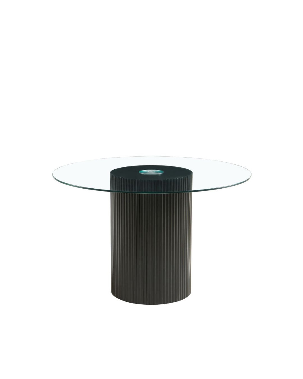 Round Glass Table Black Wood
