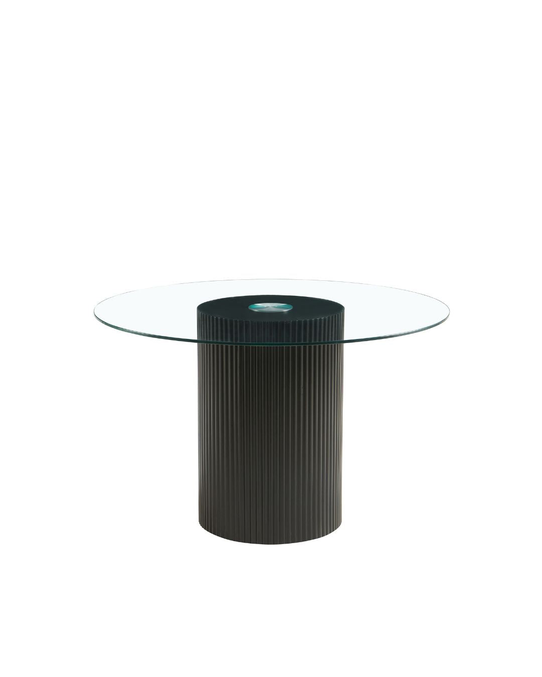 Round Glass Table Black Wood