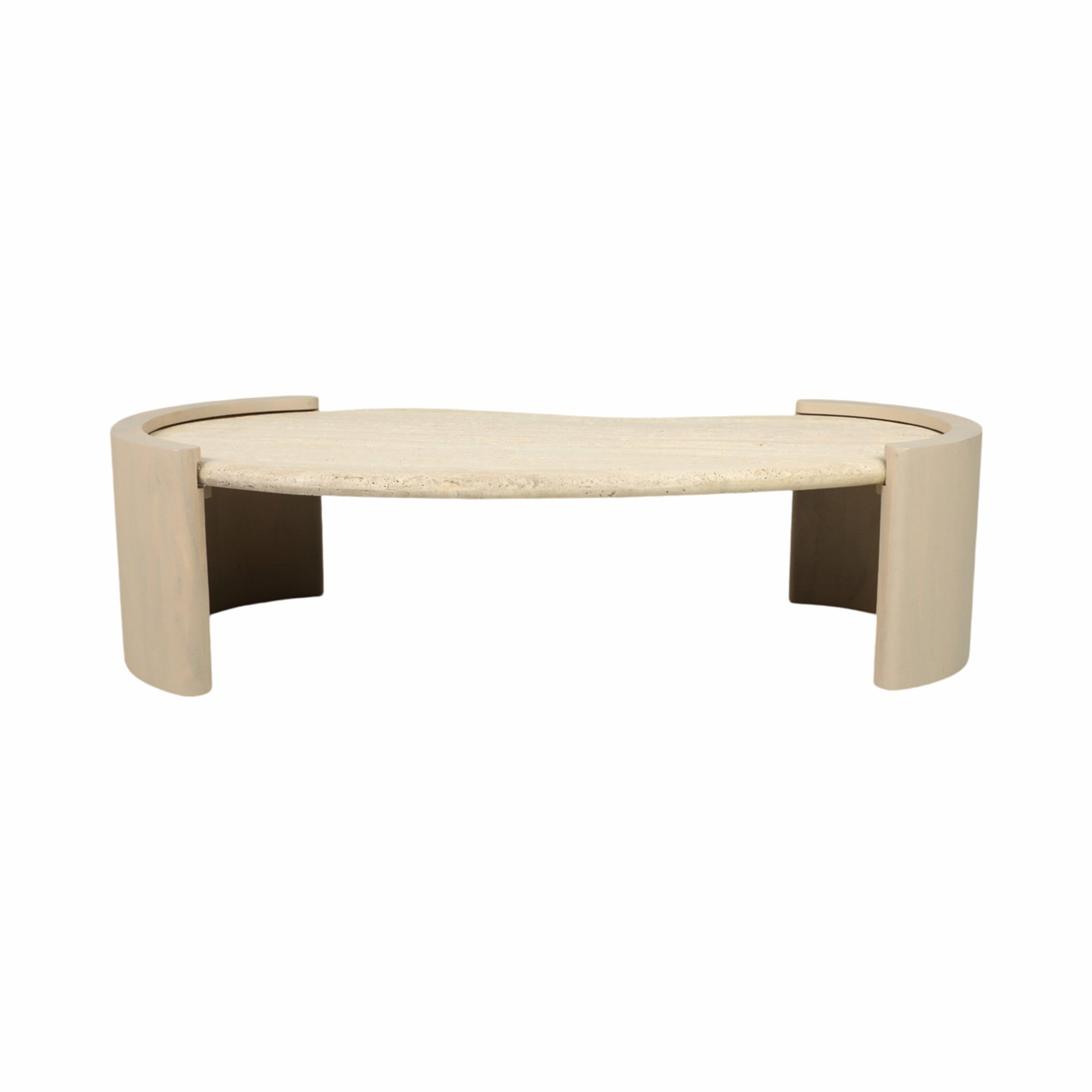 Leiona Travertine And Wood Coffee Table