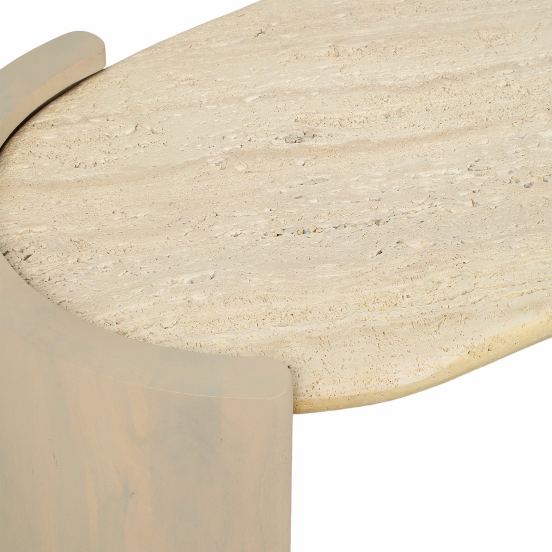 Leiona Travertine And Wood Coffee Table