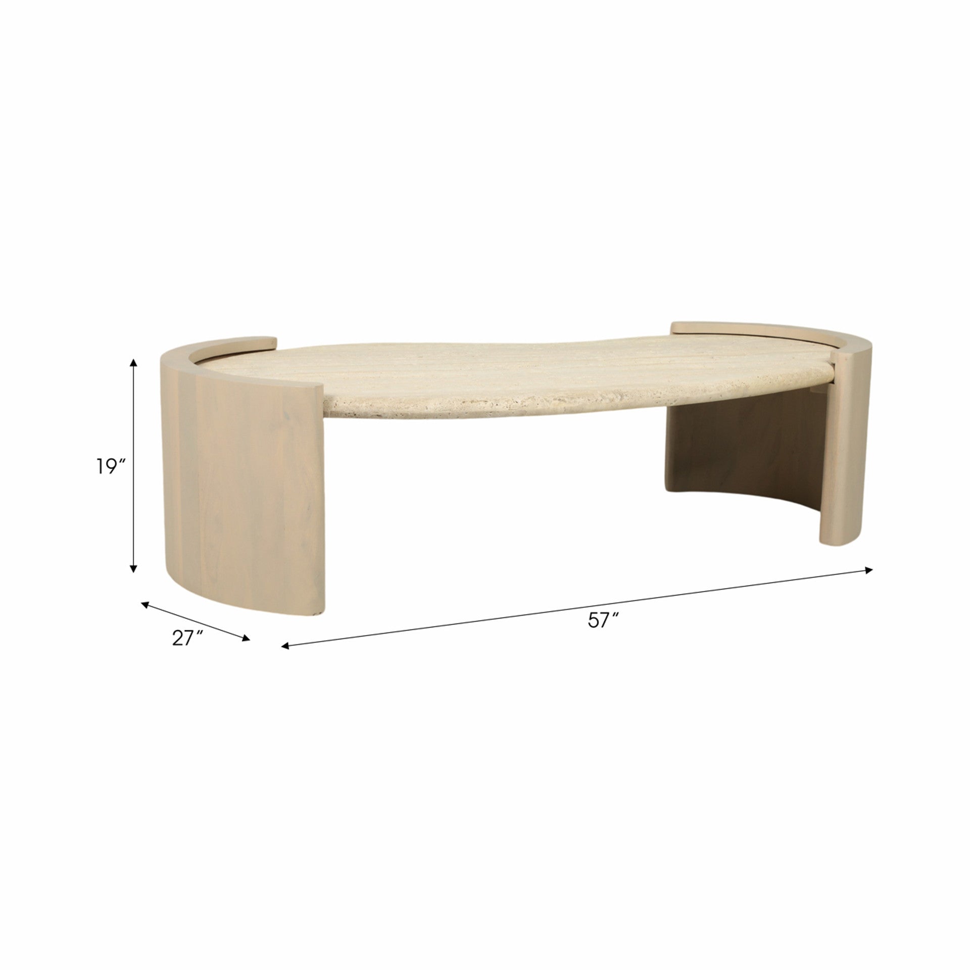 Leiona Travertine And Wood Coffee Table