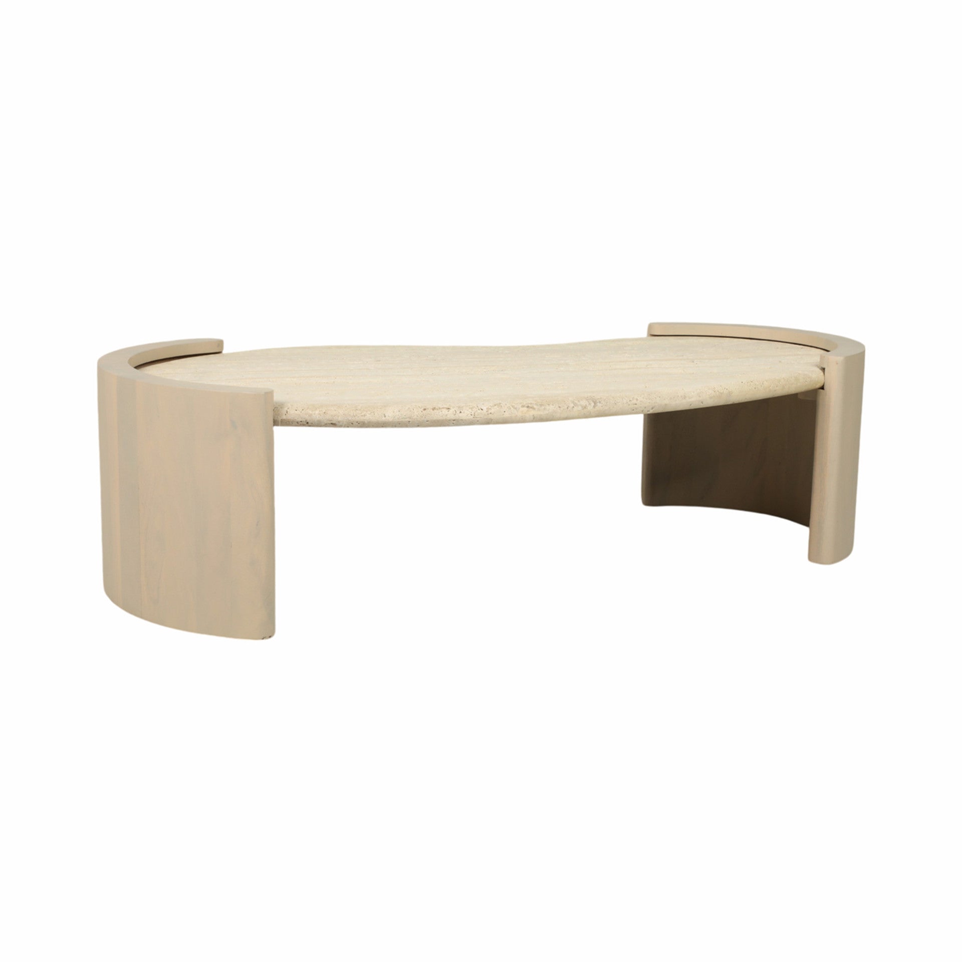 Leiona Travertine And Wood Coffee Table