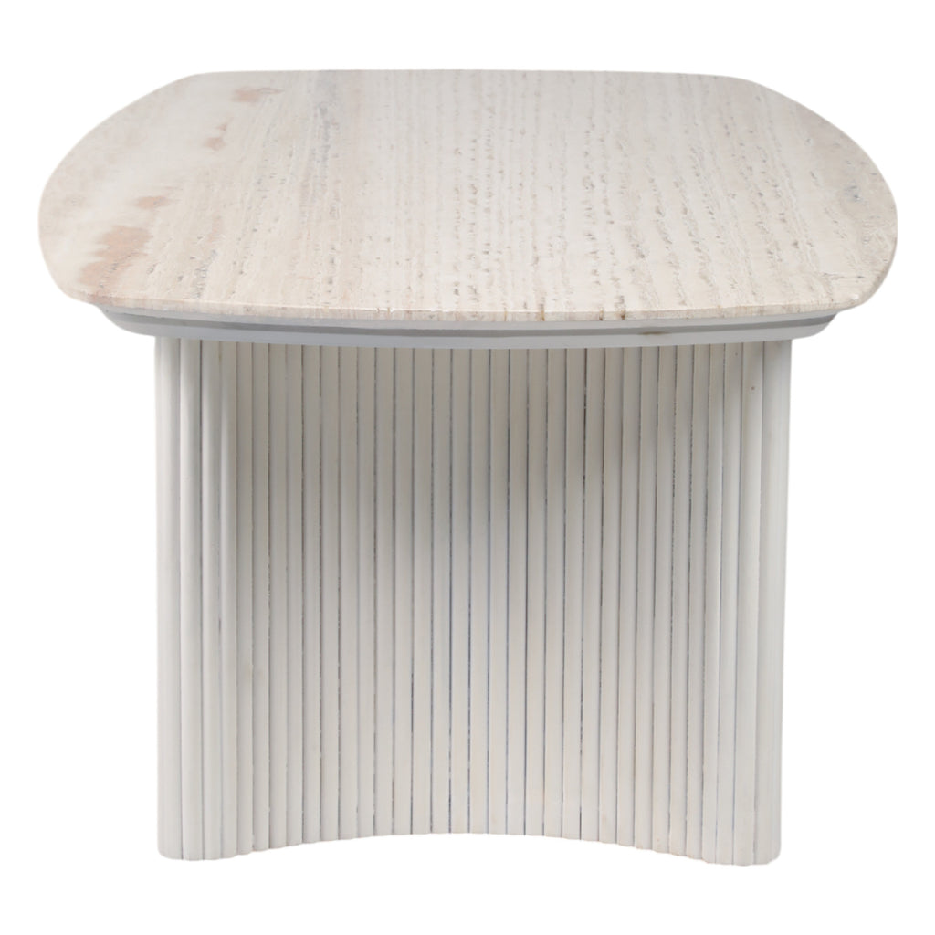 Catalina Travertine & fluted Wood Coffee Table