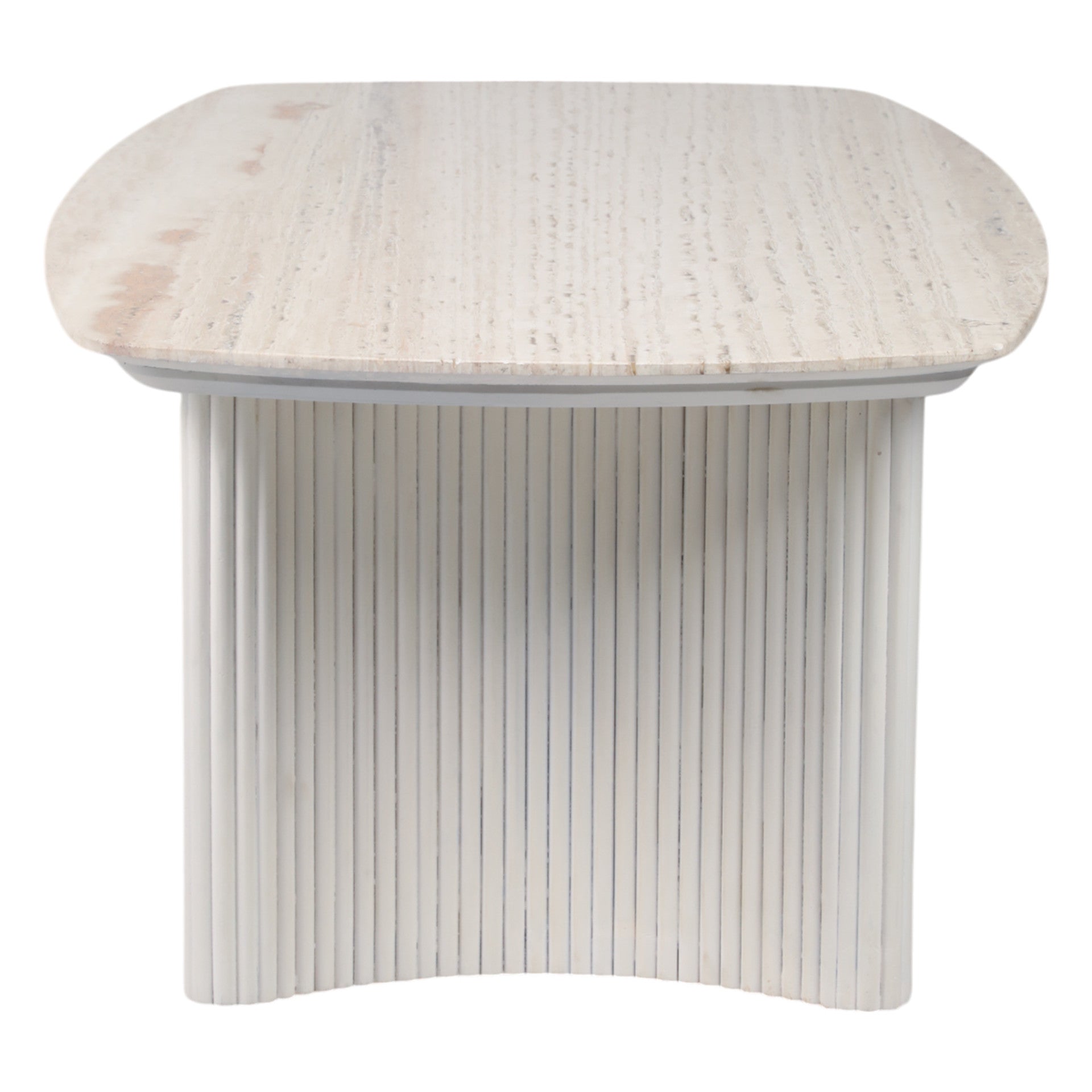 Catalina Travertine & fluted Wood Coffee Table