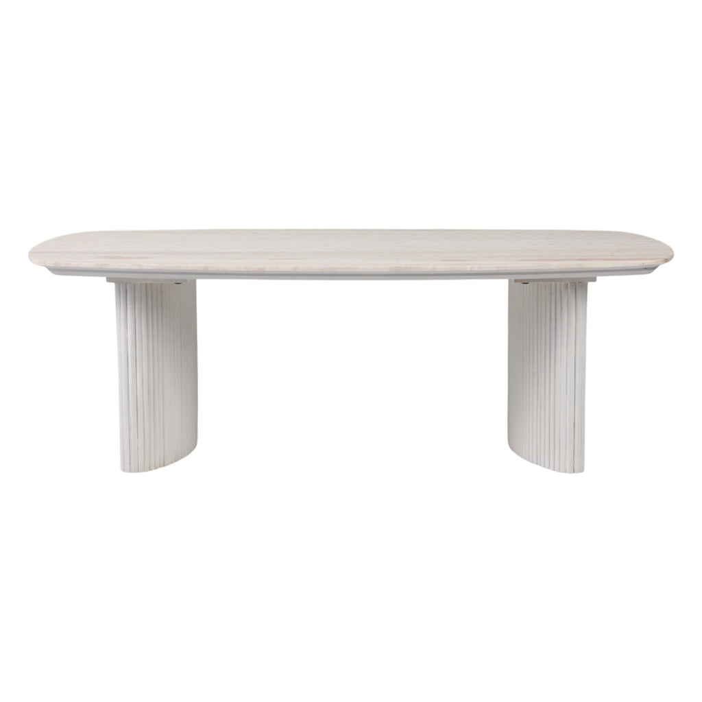 Catalina Travertine & fluted Wood Coffee Table