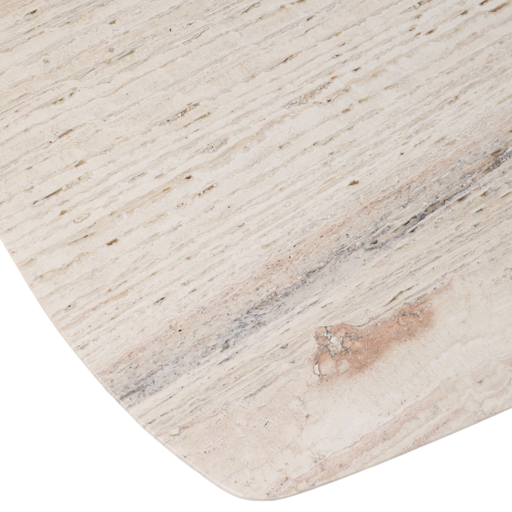Catalina Travertine & fluted Wood Coffee Table