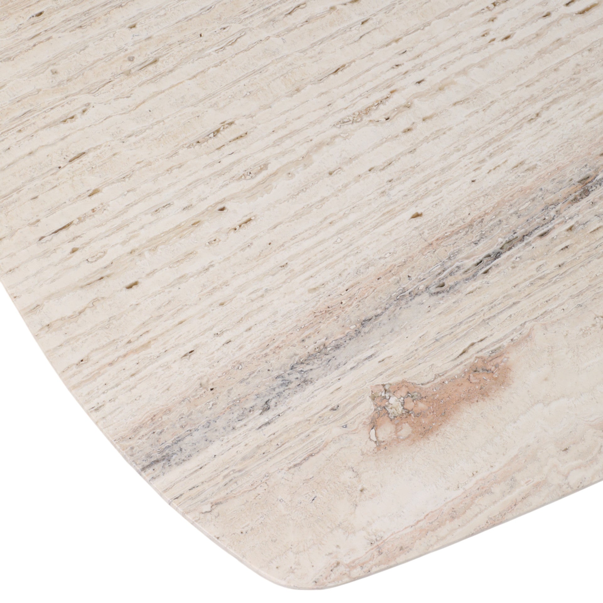 Catalina Travertine & fluted Wood Coffee Table