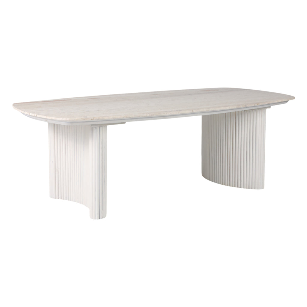 Catalina Travertine & fluted Wood Coffee Table