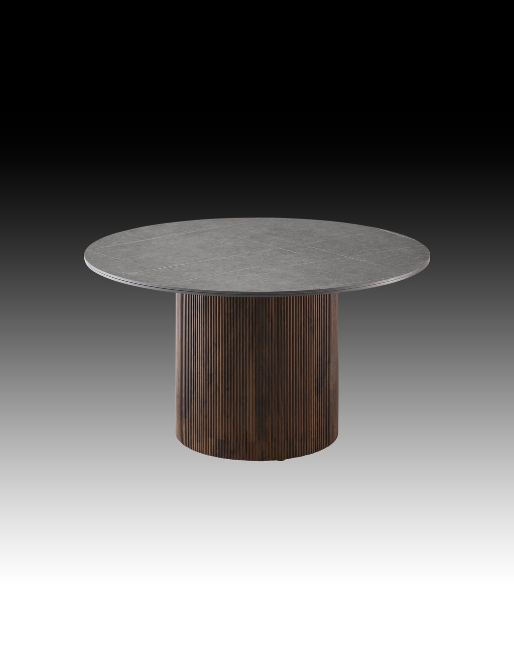 Round Sintered Stone Table Walnut Wood