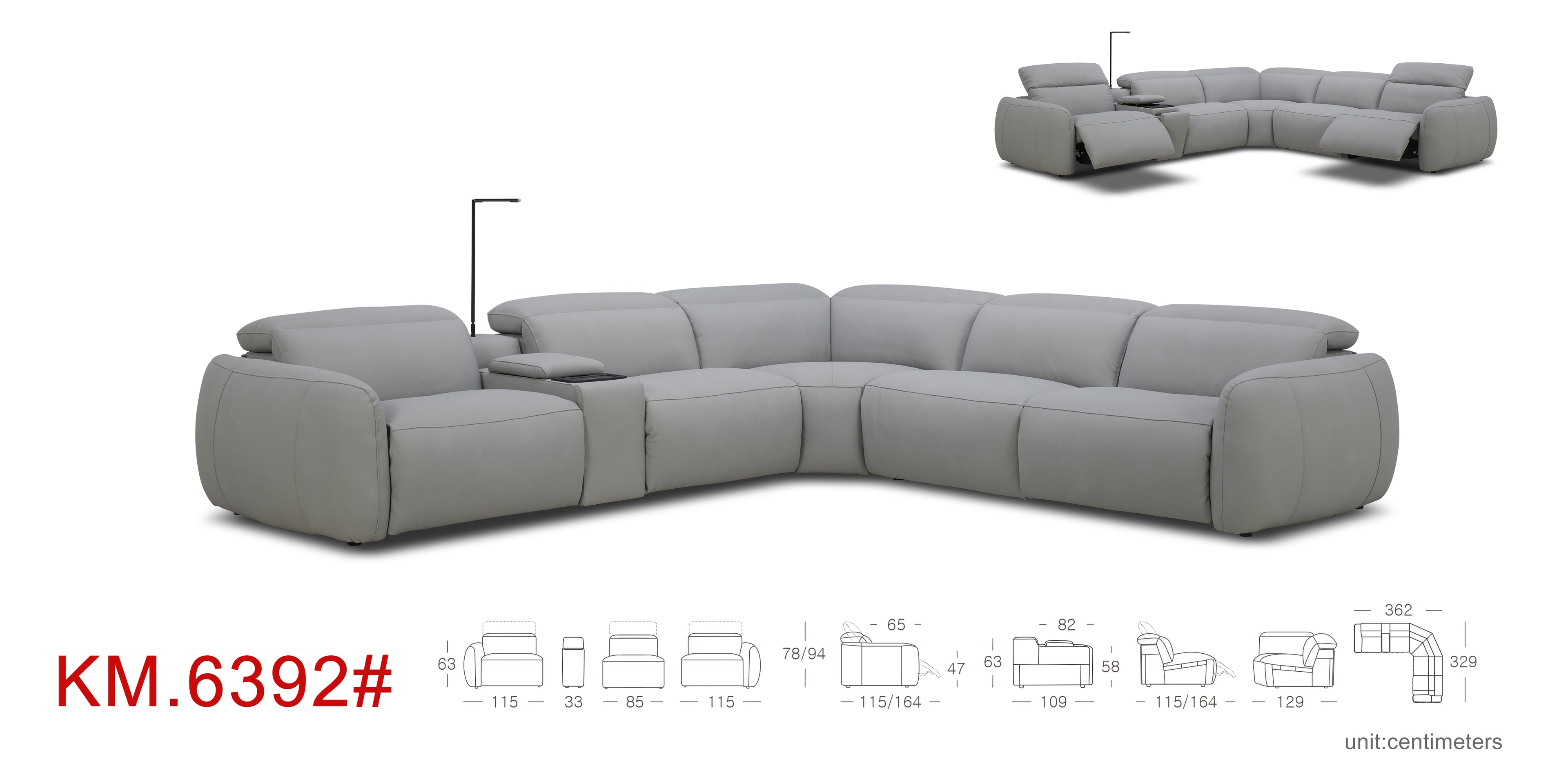 6 pc Leather Power Reclining Sectional