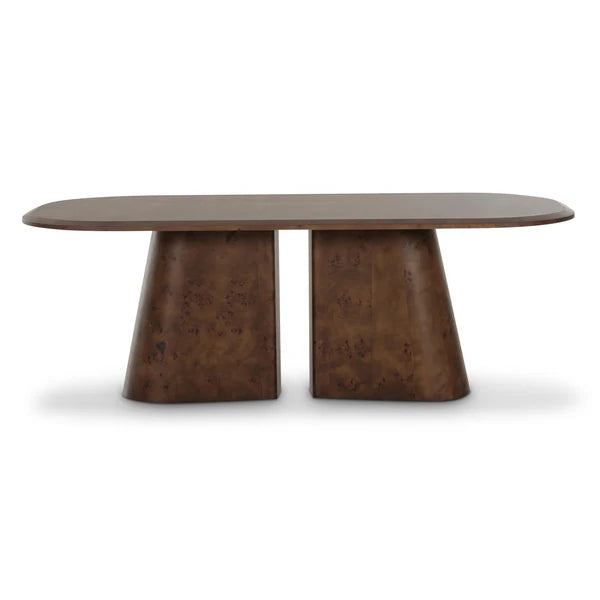 Gladyss 87" Brown Burl Oval Dining Table
