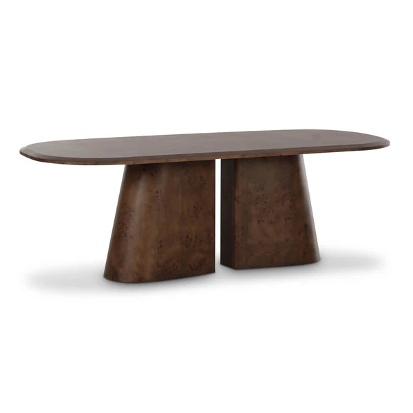 Gladyss 87" Brown Burl Oval Dining Table