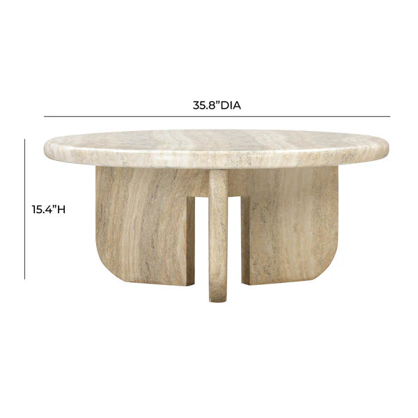Patrizia 36" Faux Travertine Concrete Coffee Table
